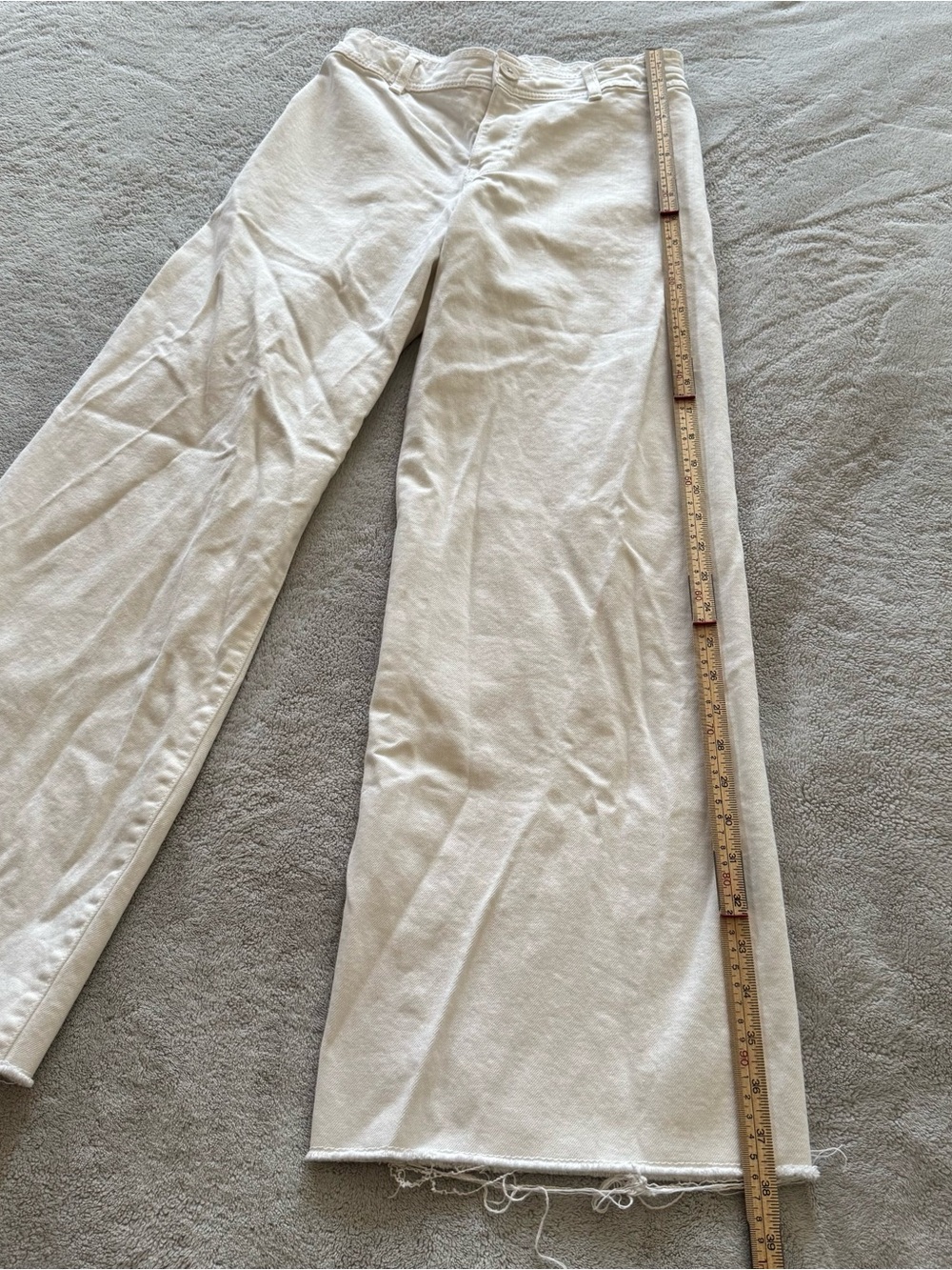 Zara Girls White Wide Leg Raw Hem Jeans Size 13/14 164 High Rise Trendy Denim - Picture 5 of 8